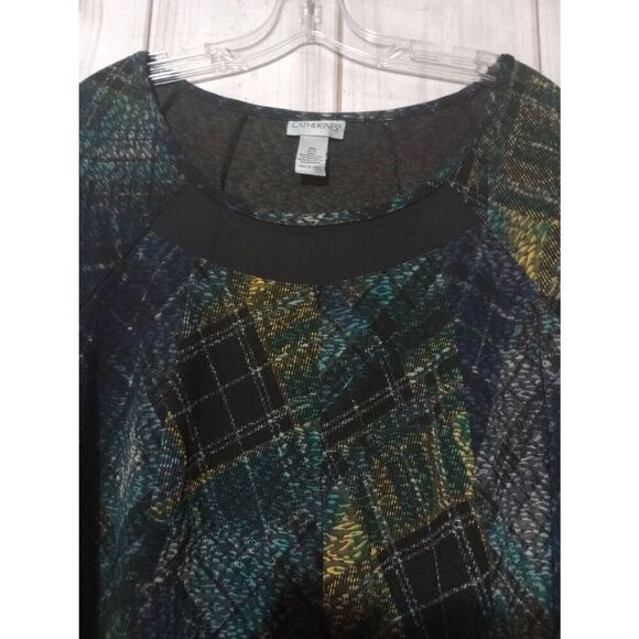 Catherine's Shirt Ladies 2x Navy‎ Black Blue Short Sleeve - Picture 3 of 7